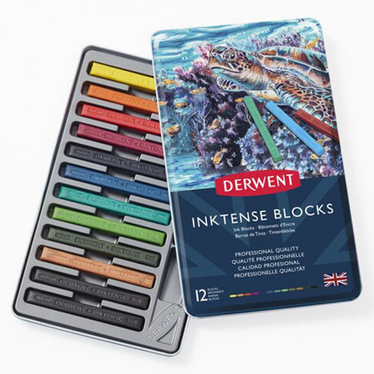 12 צבעי גיר Inktense Block Derwent