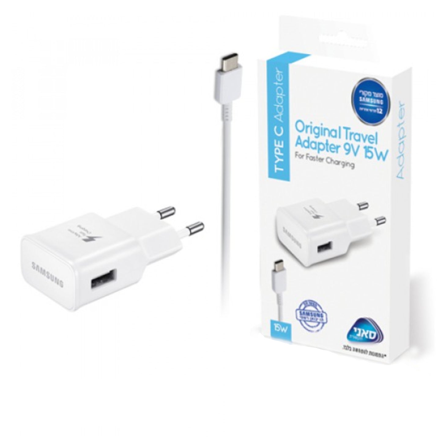 מטען קיר מקורי מהיר W15 + כבל SAMSUNG Type- C שחור