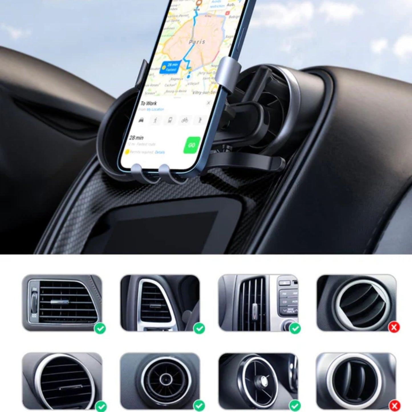 מעמד לרכב פתח מיזוג עגול Gravity Phone Holder Ugreen