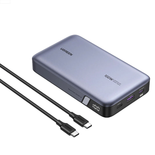 סוללת חרום בעלת טעינה מהירה UGREEN 20000mAh עם יציאות USB-C ו-USB-A