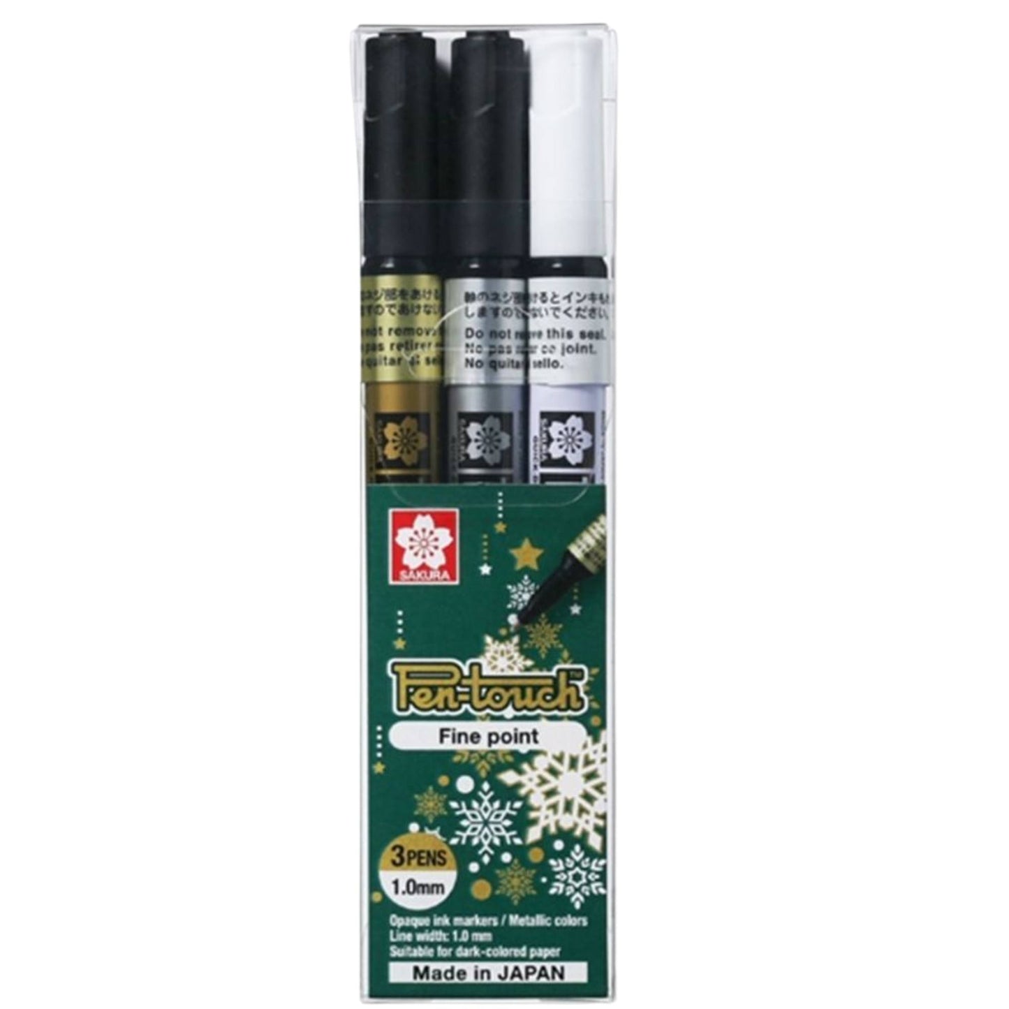 סט 3 טושי פרמננט Sakura Xpfka-3CH2 F לכתיבה על משטחים מגוונים, המבטיח סימון עמיד ואיכותי לצורכי עבודה ואמנות