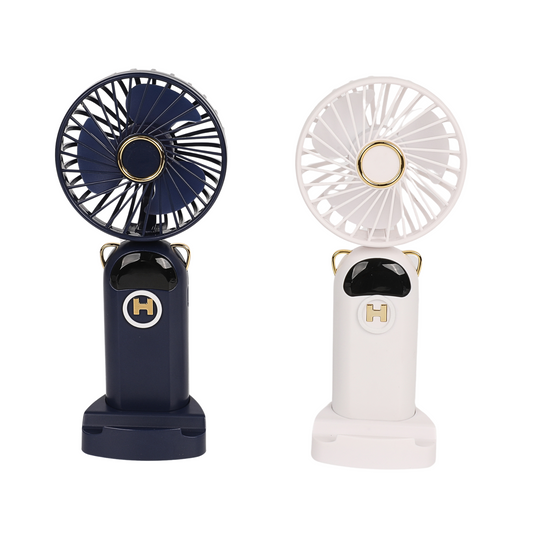 מאוורר מיני נטען עם מעמד ותצוגת לד - מעורב צבעים