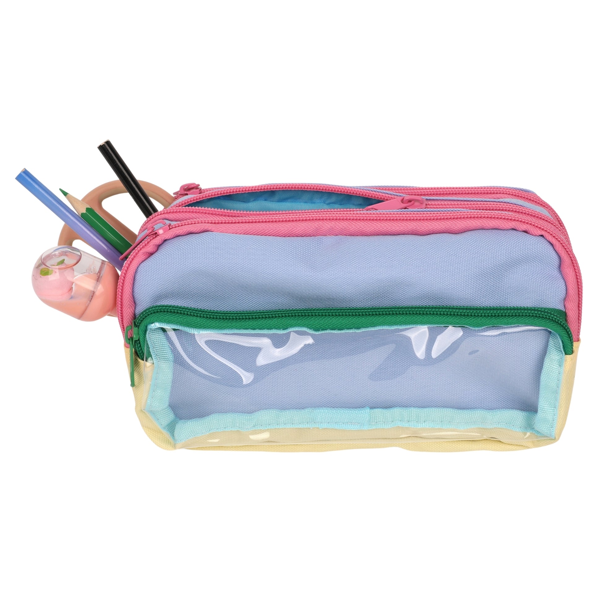 קלמר 4 תאים תכלת ורוד