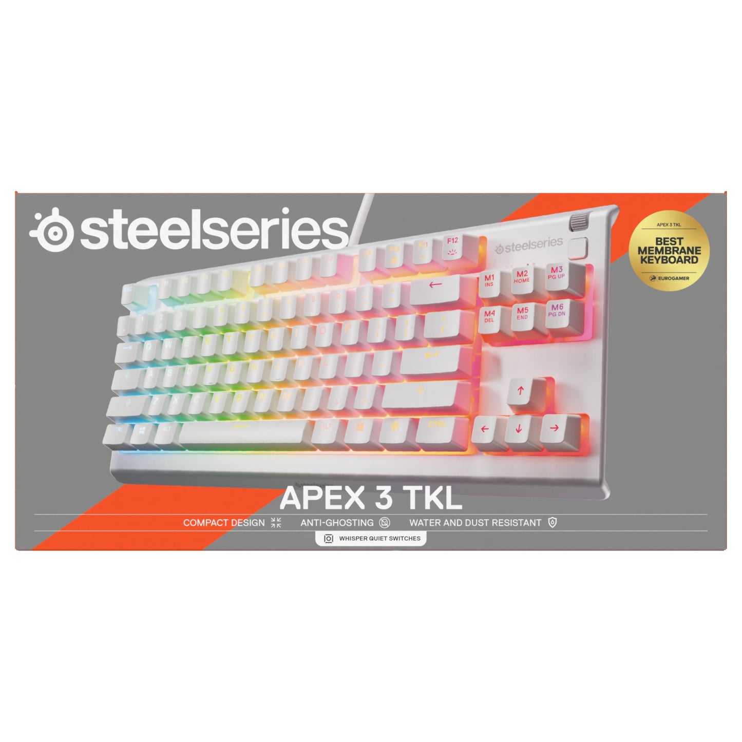 מקלדת גיימינג SteelSeries Apex 3 TKL US LED לבן