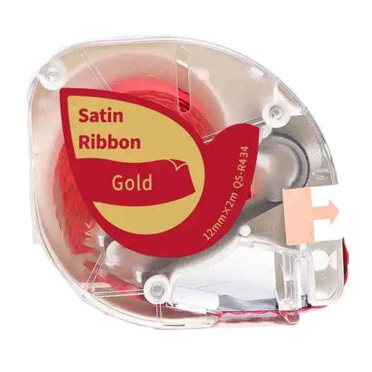 מדבקה בד סאטן זהב על אדום 2*12מ"מ דגם Aimo Q5-TA231