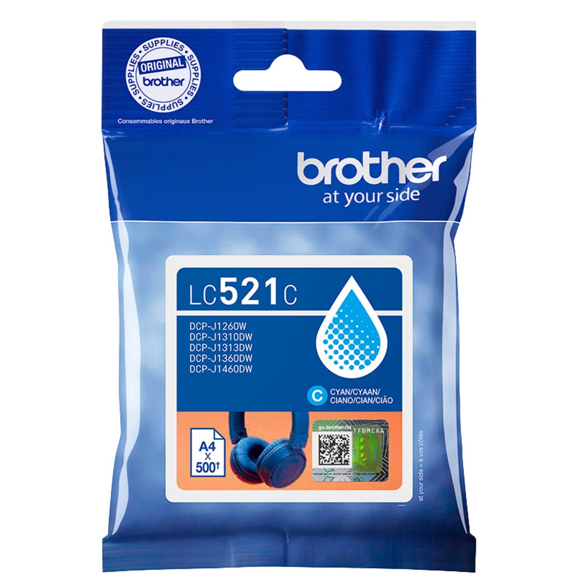 ראש דיו מקורי Brother LC-521C ציאן