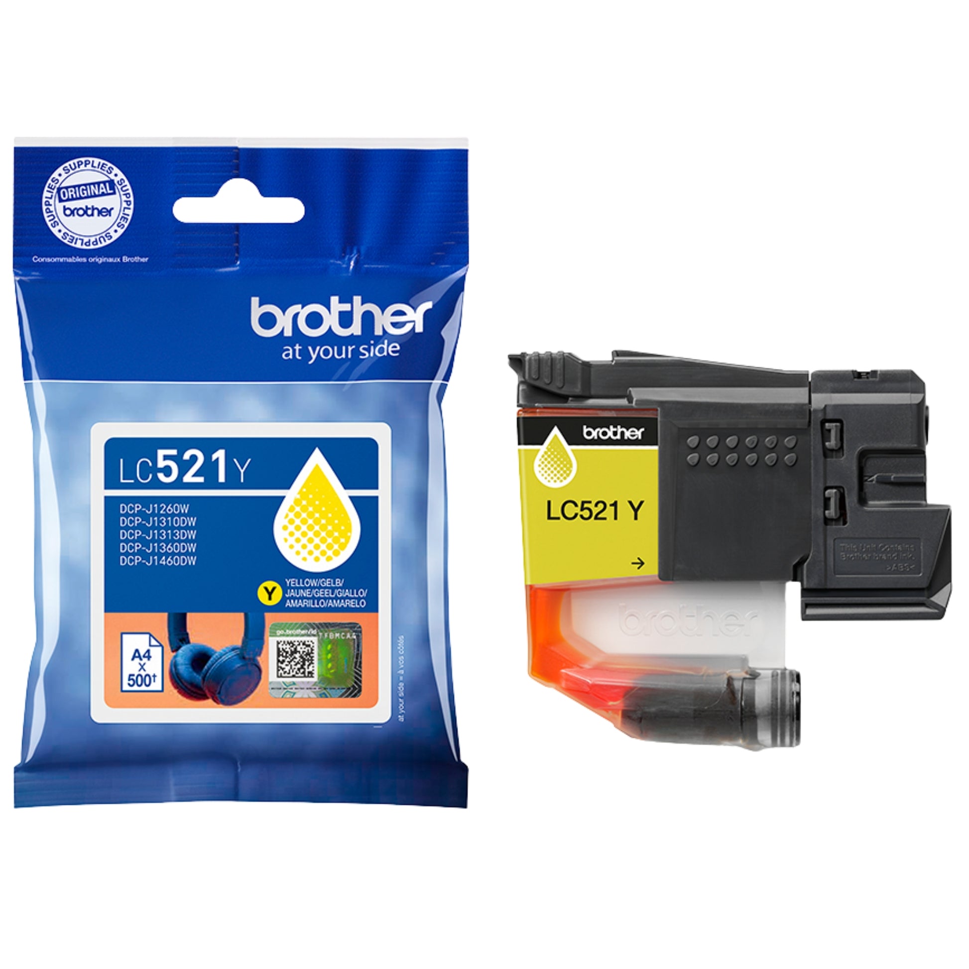 ראש דיו מקורי Brother LC-521Y צהוב