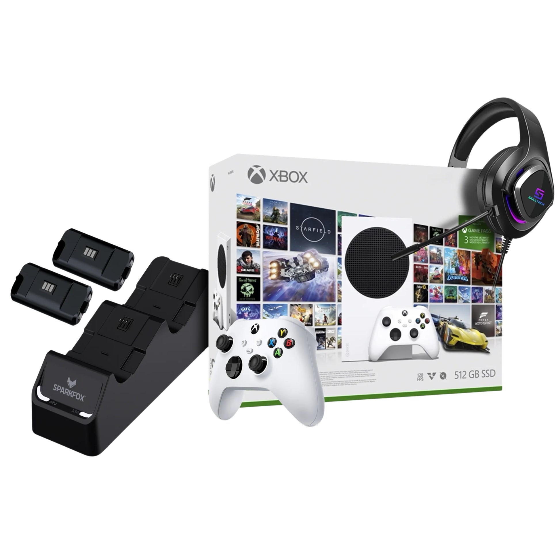 באנדל Xbox Series S Fall הכולל אוזניות וערכת וטעינה