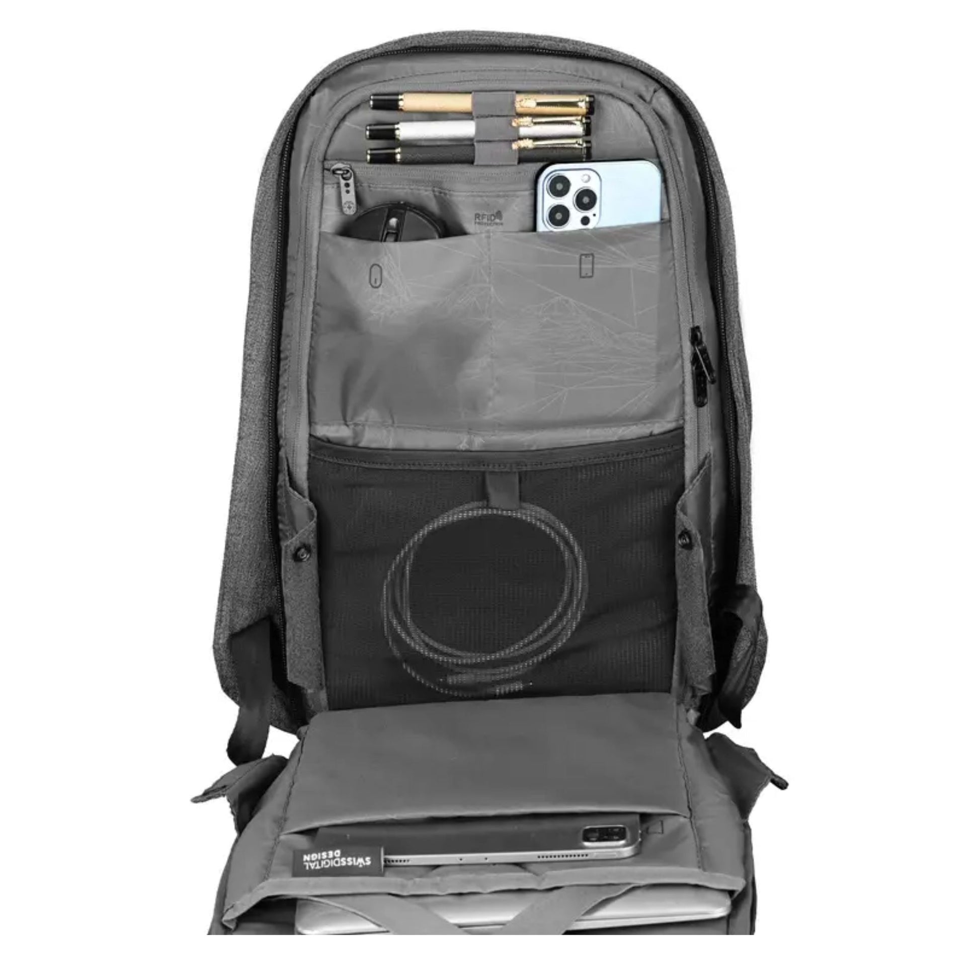 תיק גב למחשב 16" Swiss Digital Cosmo שחור אפור