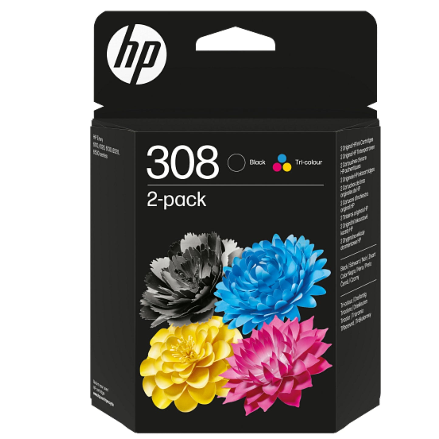 חבילה משולבת של 2 מחסניות דיו מקוריות HP 308 שחור וצבעוני