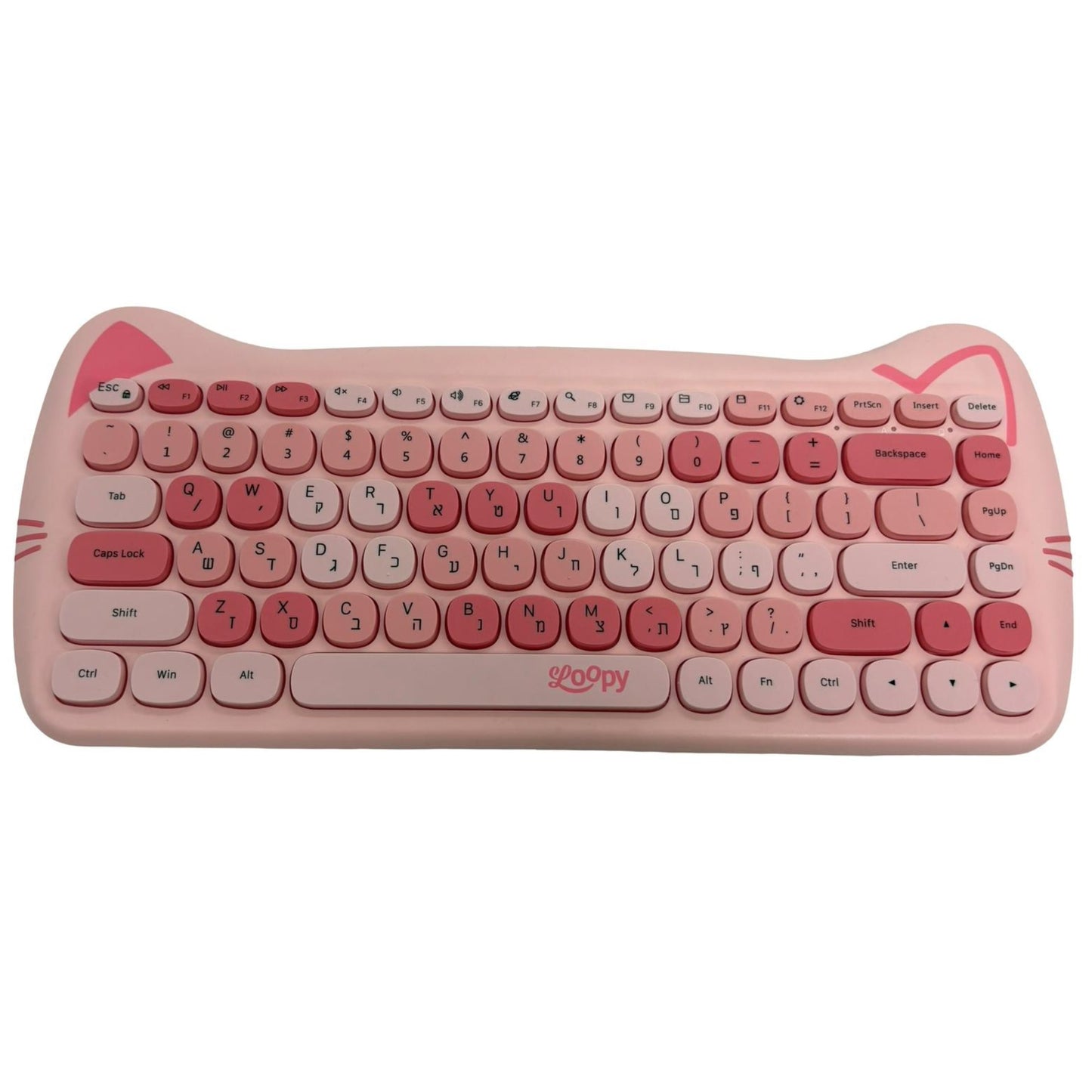 סט מקלדת ועכבר אלחוטיים בצורת חתול Loopy