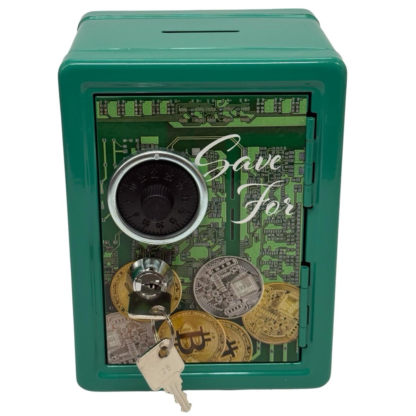קופת חיסכון בצורת כספת 8.5*15 ס"מ מטבעות Bitcoin