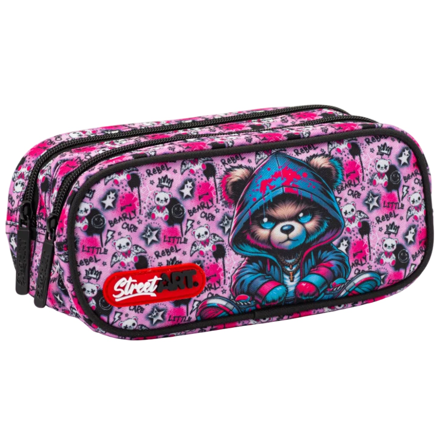 קלמר 2 תאים Pink Bear Street Art
