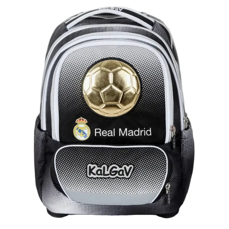 סט תיק טרולי אורטופדי וקלמר Itrolly Real Madrid שחור/לבן