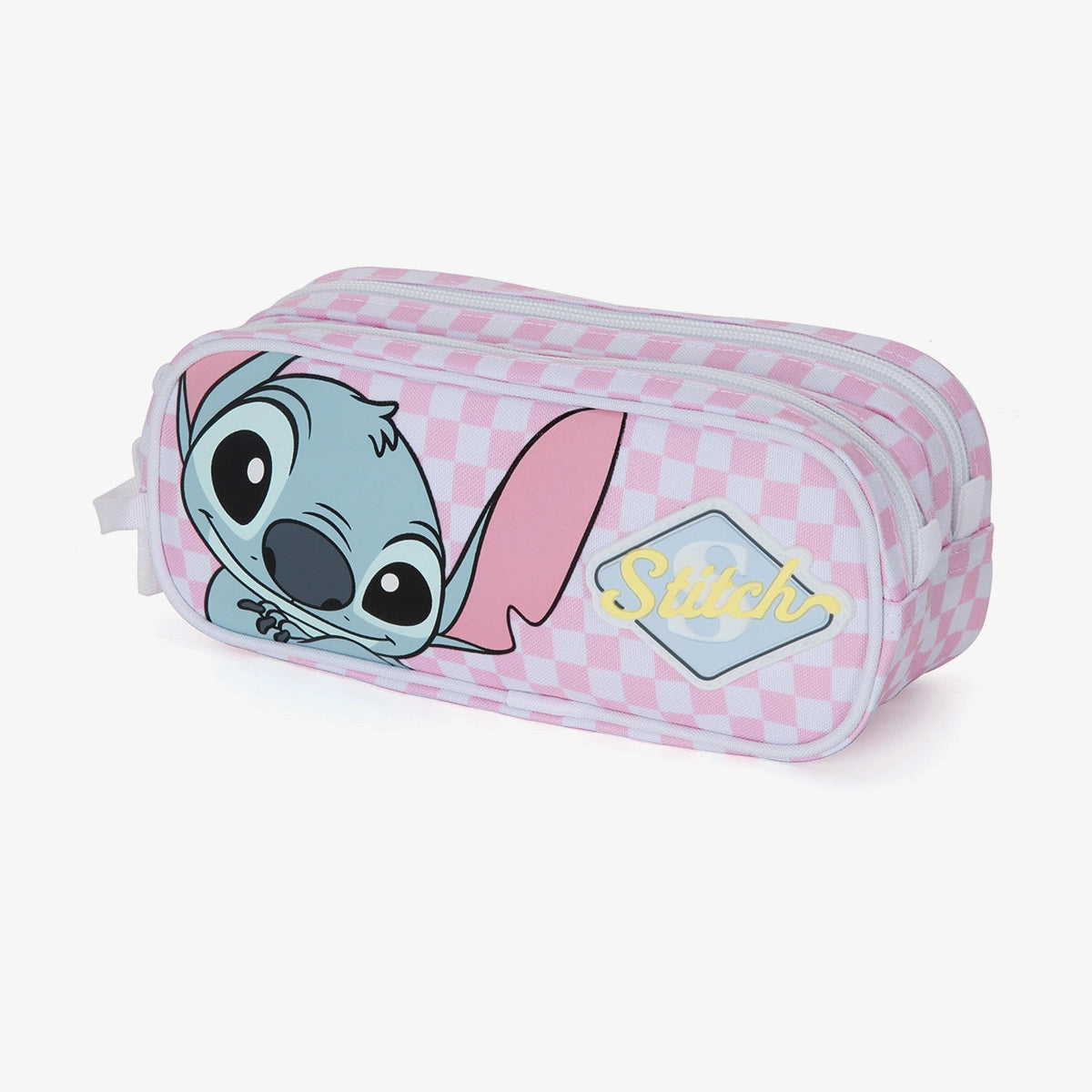 קלמר 2 תאים STITCH CHECKERS ורוד 93876