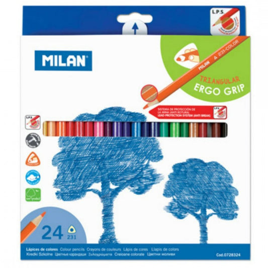 סט-24עפרונות-צבעוניים-משולש-milan