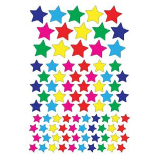 מדבקות כוכב מעורב צבעים מארז 10 דף