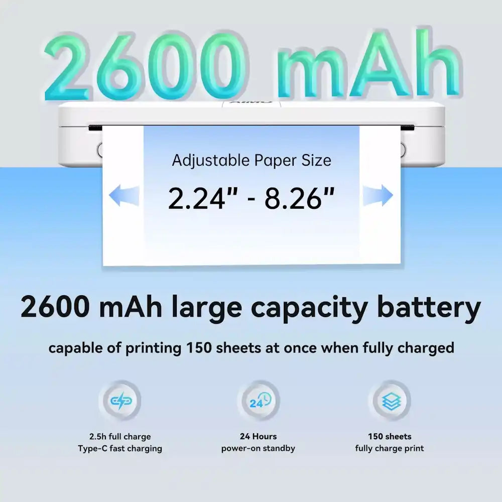 מדפסת אלחוטית A4 תרמית ניידת נטענת Aimo M831