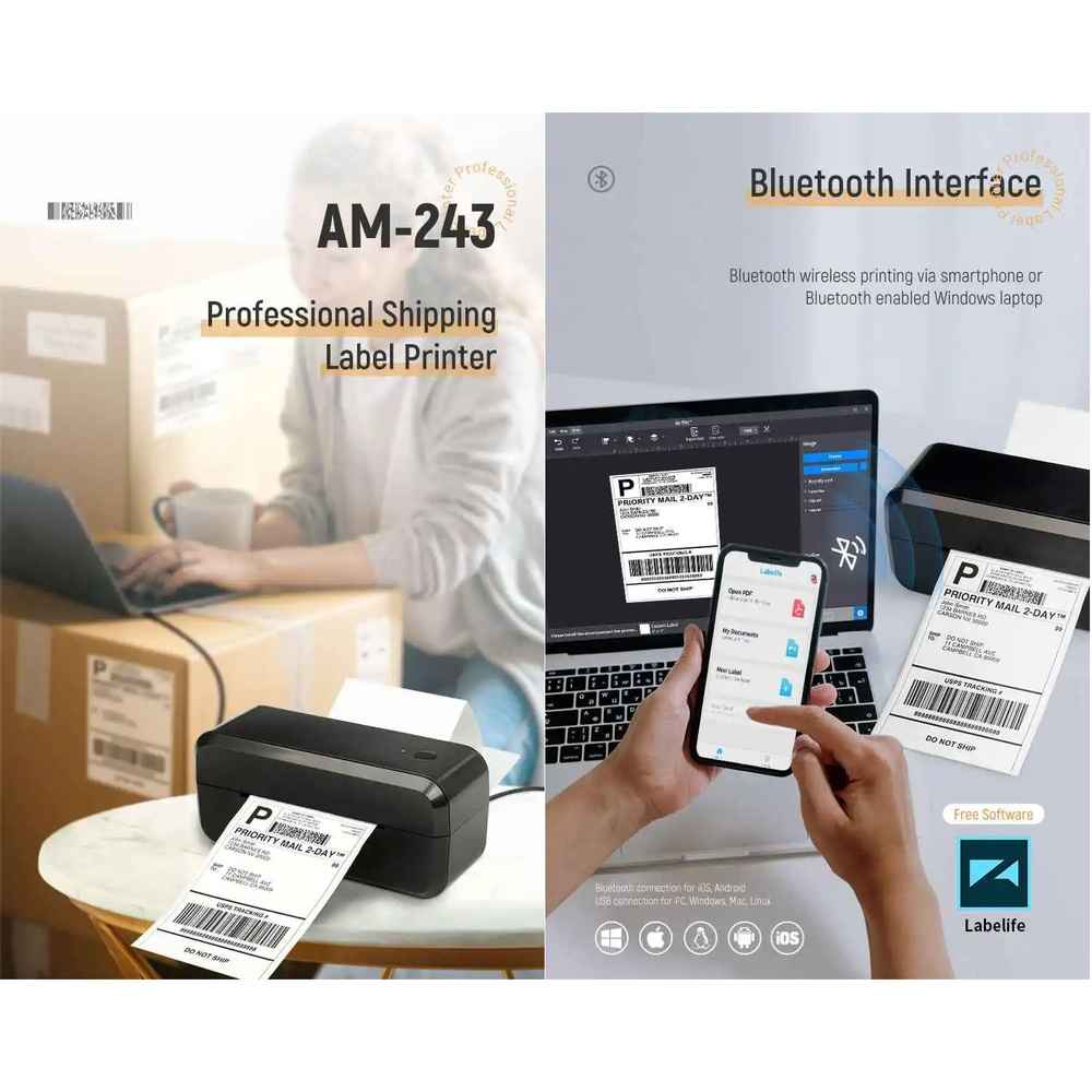מדפסת מדבקות למשלוחים אלחוטית ניידת AimAM243