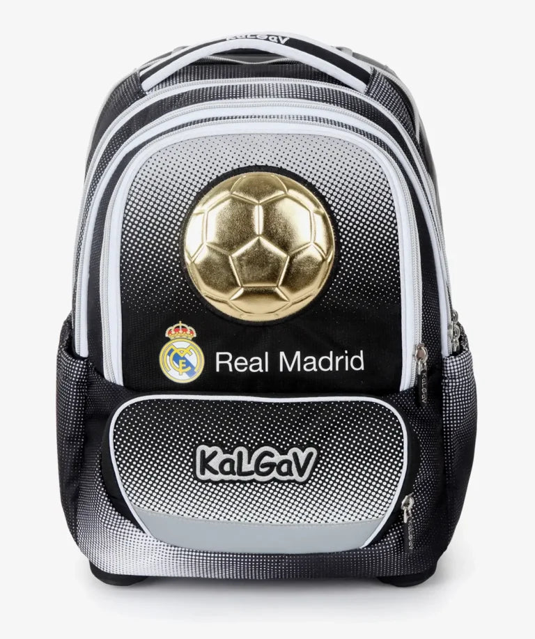 סט תיק טרולי אורטופדי וקלמר Itrolly Real Madrid שחור/לבן