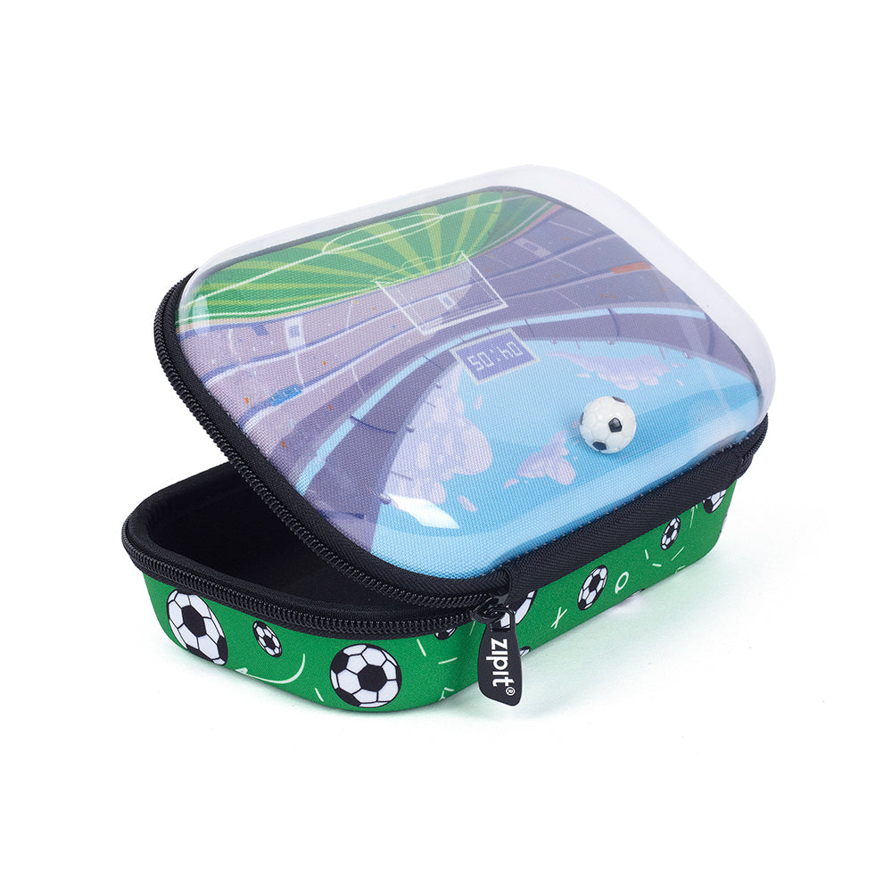 ZIPIT Clear Top Soccer – קלמר שקוף בעיצוב מגרש כדורגל עם כדור זז