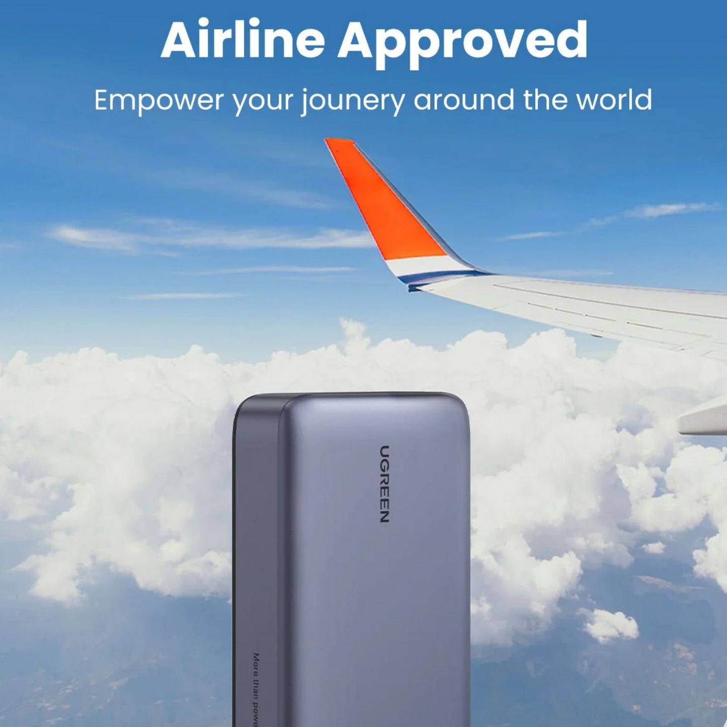 סוללת חרום בעלת טעינה מהירה UGREEN 20000mAh עם יציאות USB-C ו-USB-A