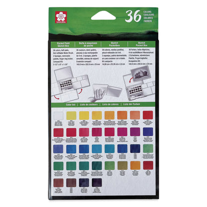סט 36 צבעי מים ומכחול מיכל מיוחד - Sakura Koi set XNCW-48N