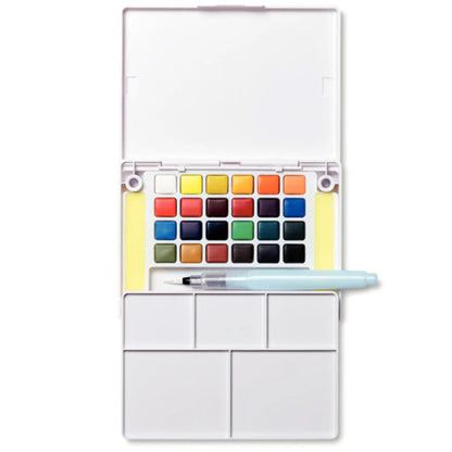 סט 24 צבעי מים מכחול ומיכל מים - Sakura Koi set XNCW24N