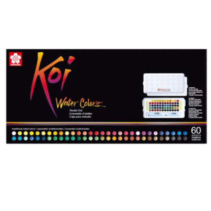 סט 60 צבעי מים מכחול ומיכל מים - Sakura Koi set XNCW60N