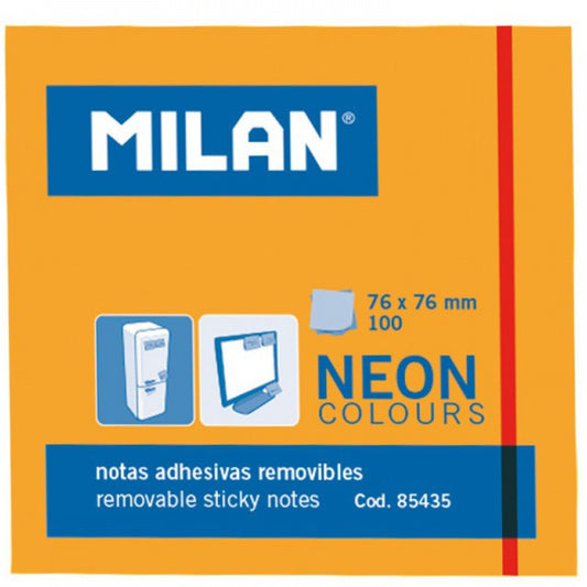 100 מזכריות ממו דביק 76*76 מ"מ Milan כתום