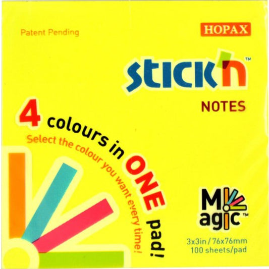 100מזכריות צבעוניות Magic Neon 76*76 מ"מ Hopax