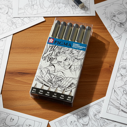 סט 6 עטי מנגה Intermediate Manga Sakura Pigma