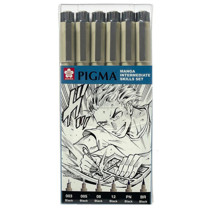 סט 6 עטי מנגה Intermediate Manga Sakura Pigma