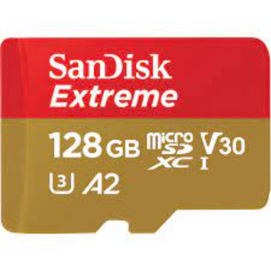 כרטיס זיכרון SanDisk Extreme micro SD EX 4K 190MB/s V30 128GB