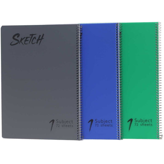 סט 3 מחברות A4 משובץ Sketch - כחול ירוק אפור