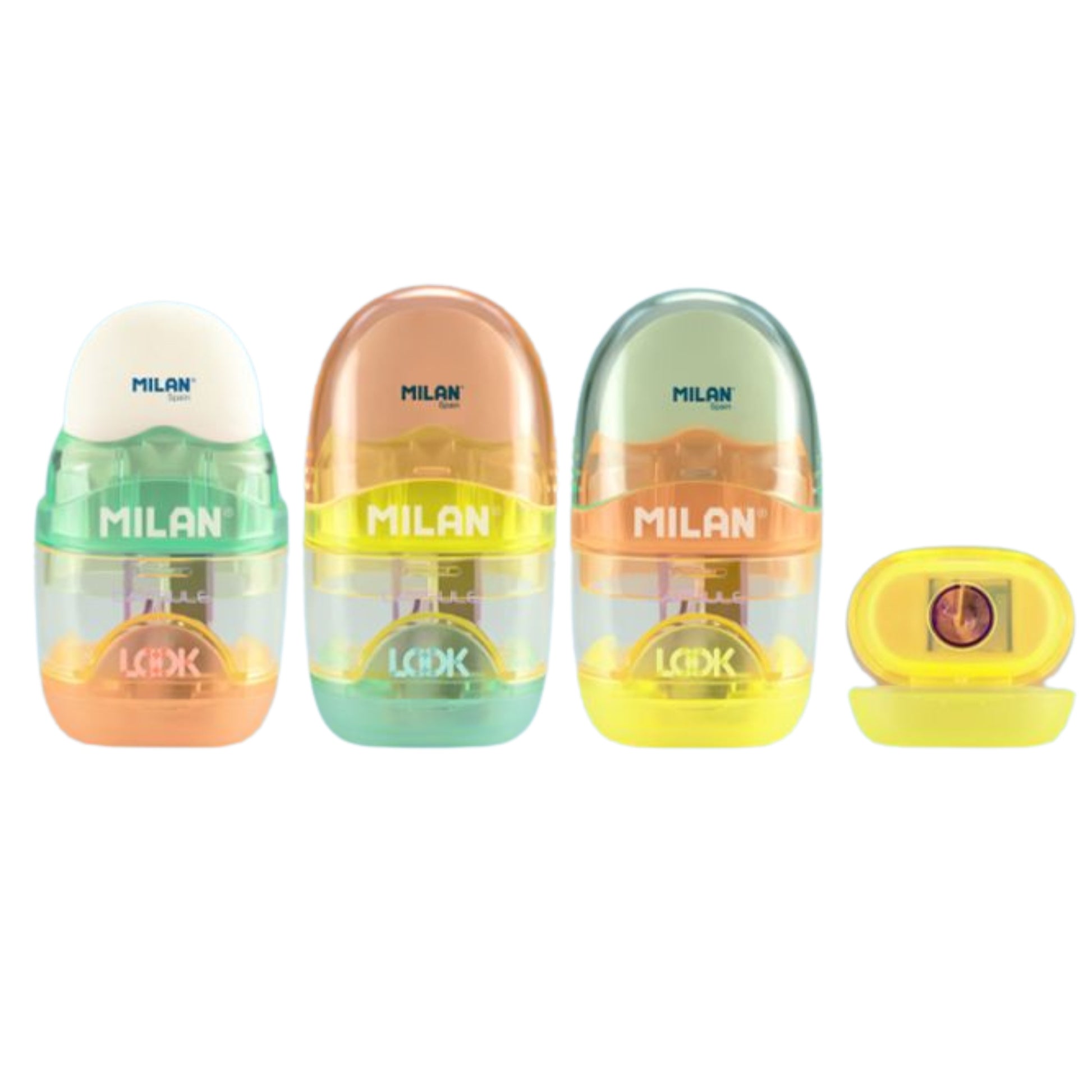 מחדד מיכל + מחק Milan new look series מעורב צבעים