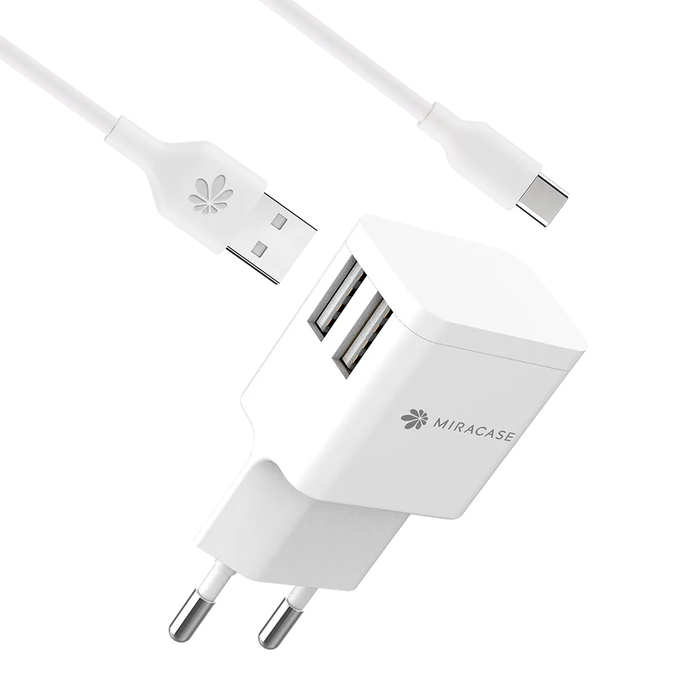 מטען קיר MWC244 הכולל כבל Type-c בצבע לבן MIRACASE