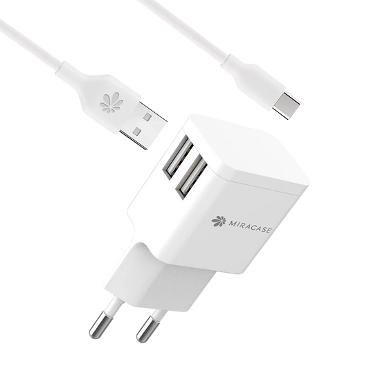 מטען קיר MWC244 הכולל כבל Type-c בצבע לבן MIRACASE