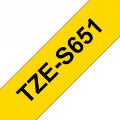 סרט תוויות שחור על רקע צהוב 24 מ"מ Brother TZES651