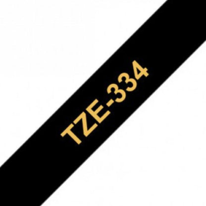 סרט תוויות זהב על רקע שחור 12 מ"מ דגם Brother TZE334