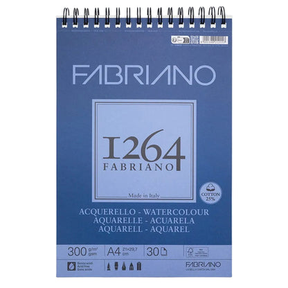 בלוק לצבעי מים אקוורל ספירלה 300 גרם, A4 - Fabriano 1264
