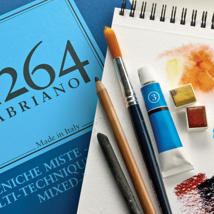 בלוק ציור מקצועי A4 ספירלה 300 גרם Fabriano Mix Media 1264