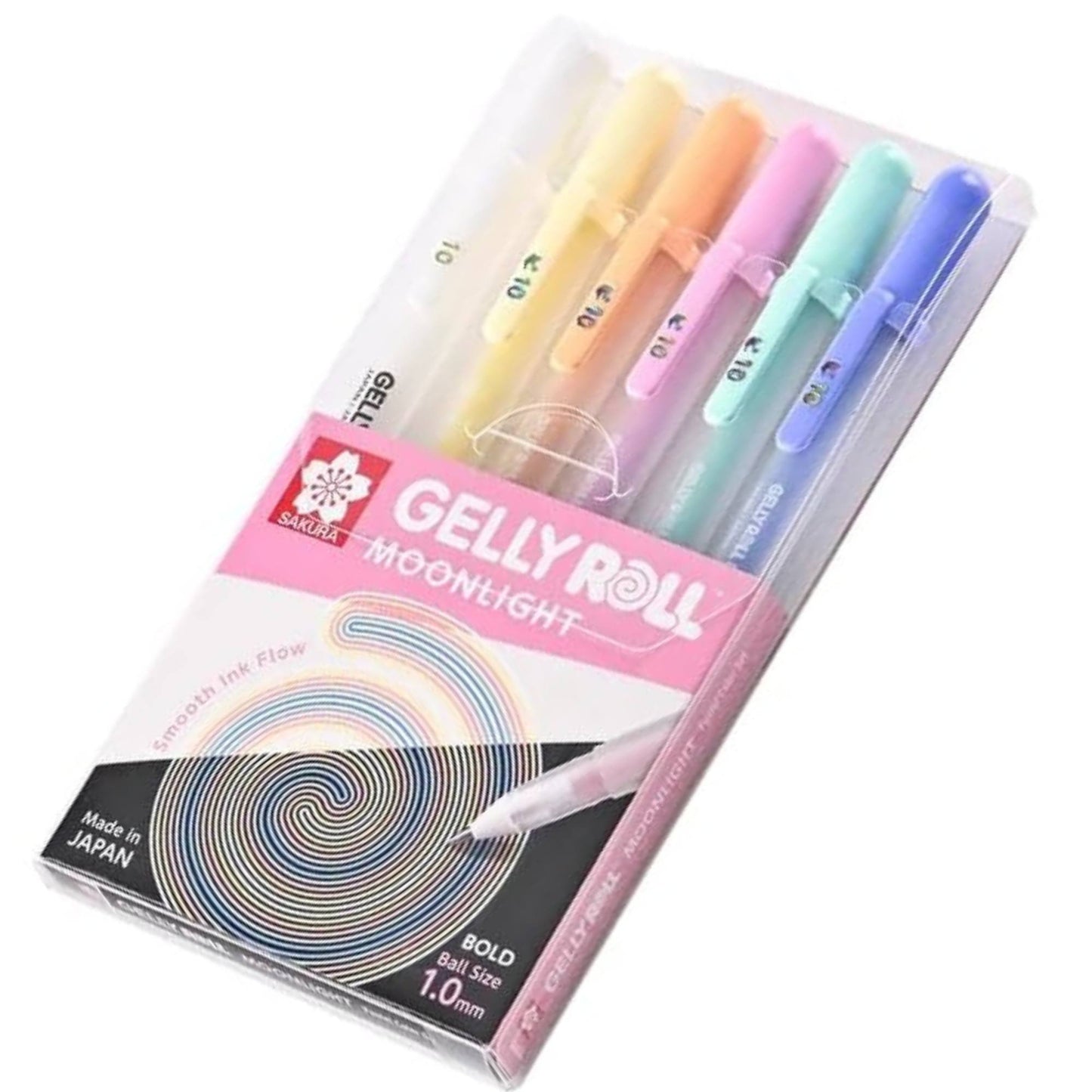 סט 6 עטי ג'ל Sakura Gelly Moolight צבעי פסטל ולבן