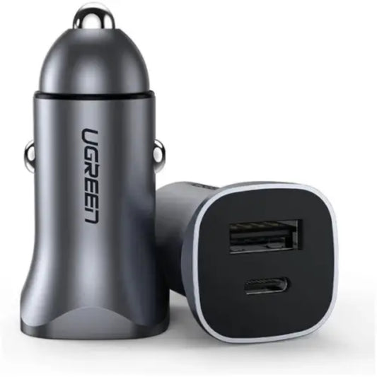 מטען לרכב USB-C PD+USB-A QC 30W אפור