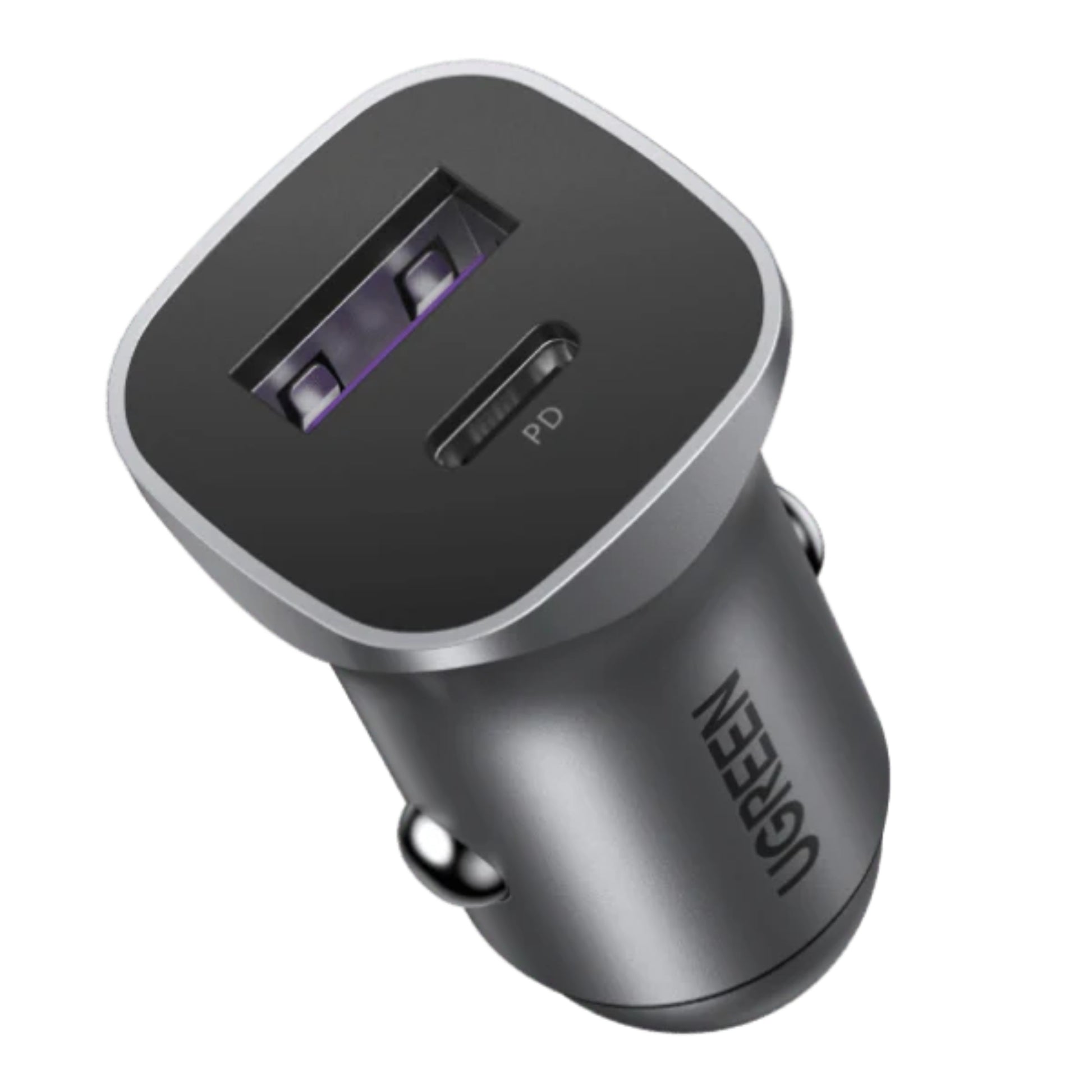 מטען לרכב USB-C PD+USB-A QC 30W אפור