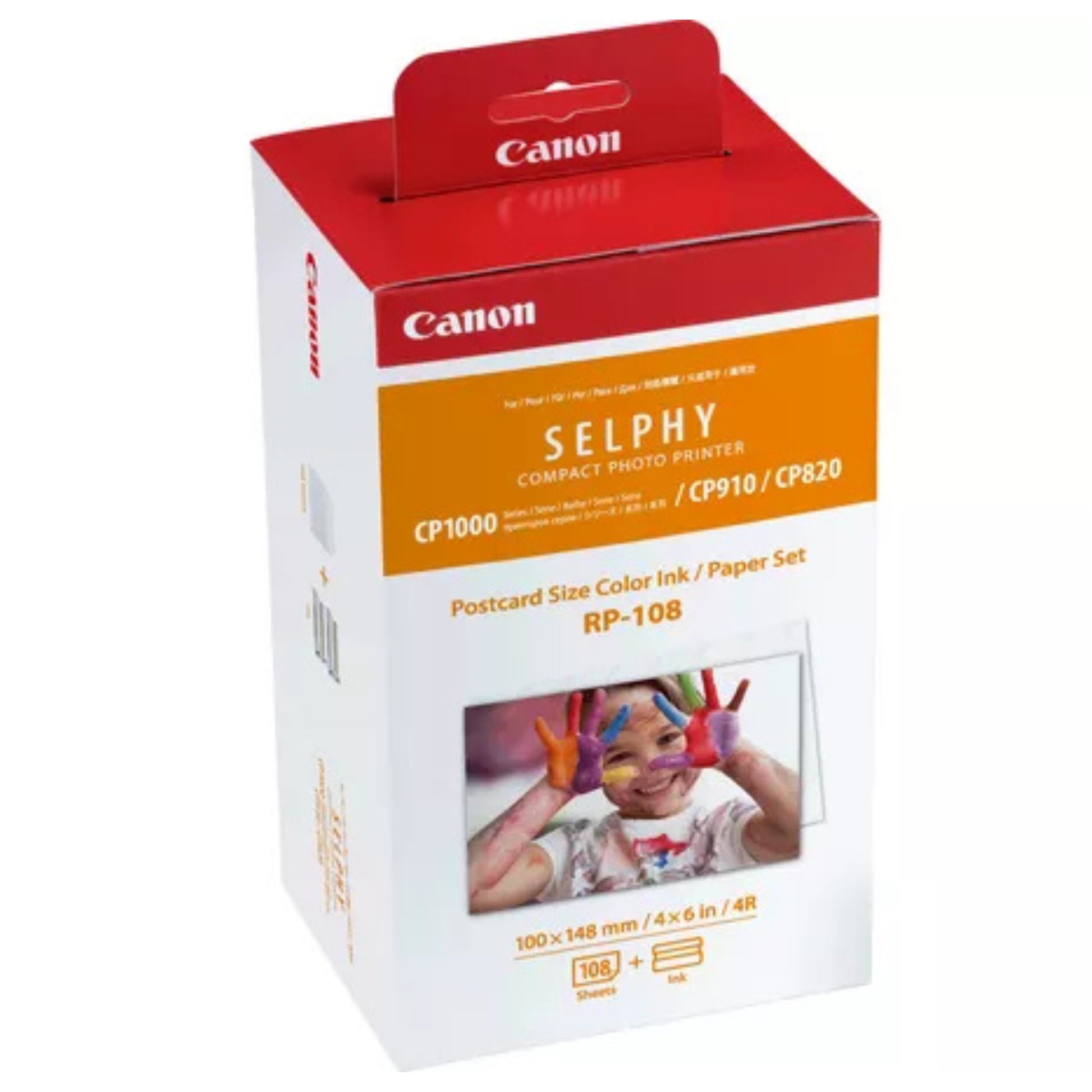 ערכת דיו צבעוני + 108 ניירות הדפסה Canon RP-108 למדפסת תמונות Canon Selphy