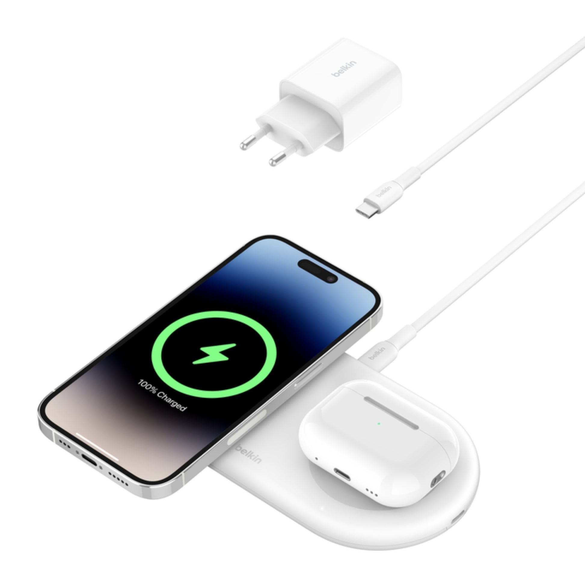 משטח טעינה BoostCharge 2in1 Qi2/MagSafe 15W