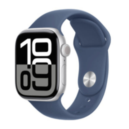 שעון חכם Apple Watch Series 10 GPS גוף אלומיניום 46mm Silver רצועת ספורט M/L צבע Denim
