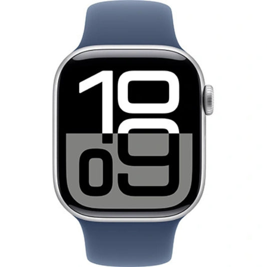 שעון חכם Apple Watch Series 10 Gps+Cell 46mm גוף אלומיניום  Silver רצועת ספורט S/M צבע Denim