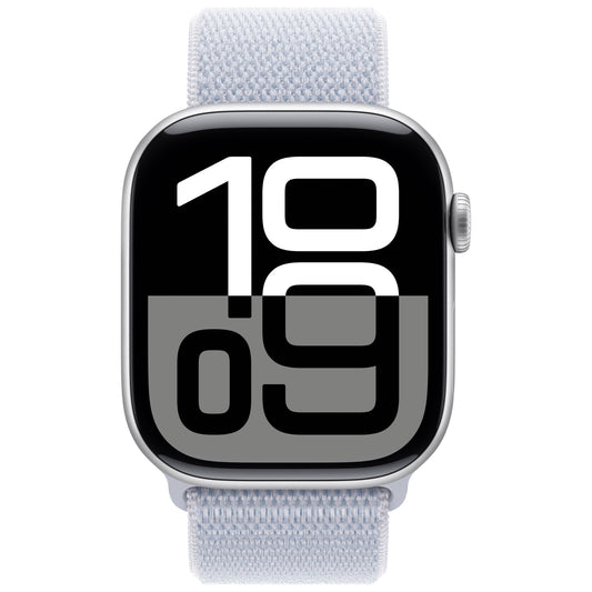 שעון חכם Apple Watch Series 10 Gps+Cell 46mm גוף אלומיניום Silver רצועת ספורט Loop צבע Blue Cloud